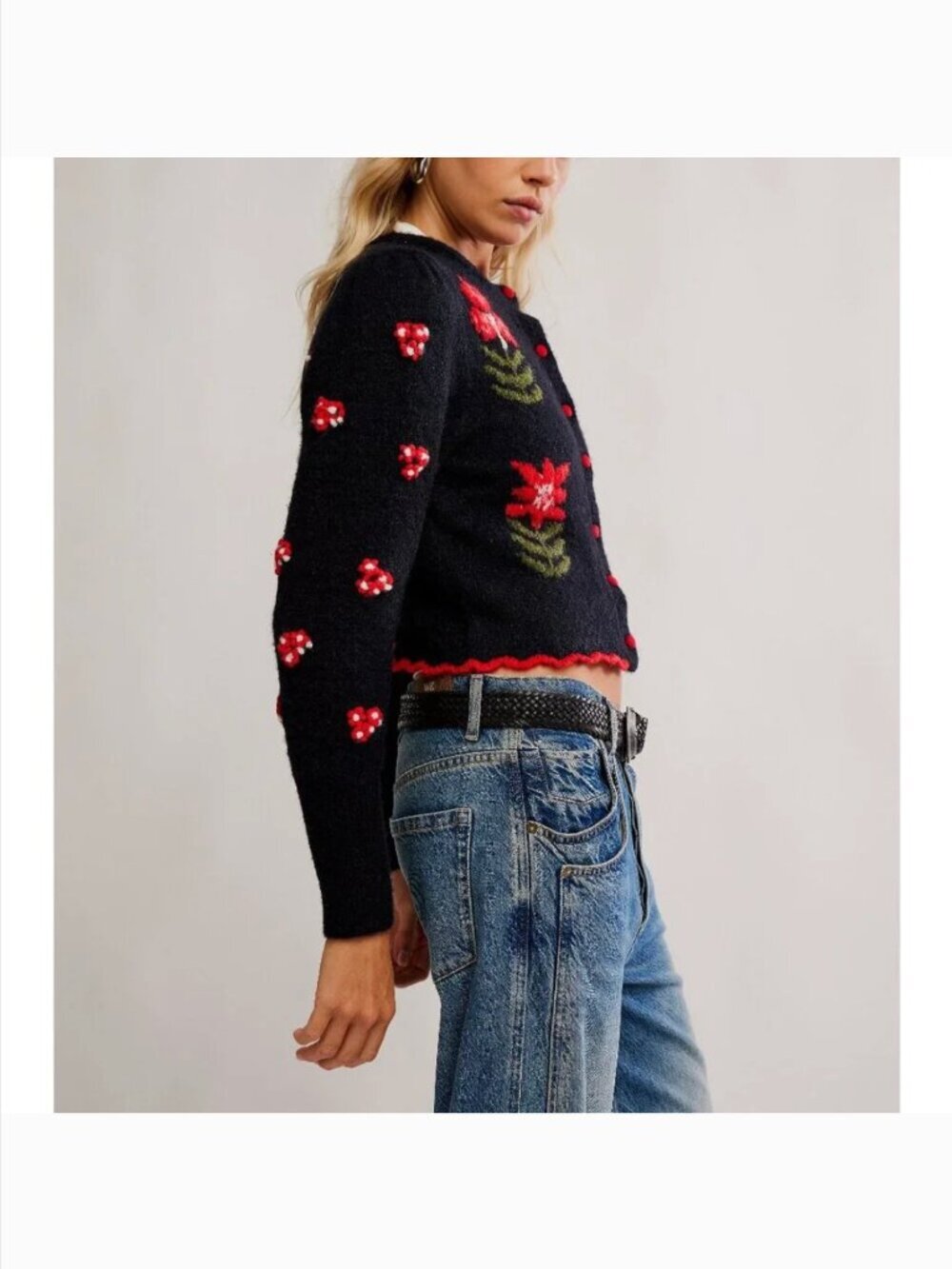 FREE PEOPLE NWT Nonna Knit Cardi / Midnight Bloom Combo - Picture 3 of 12